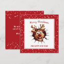 Search for funny reindeer photo christmas cards Red