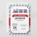 Search for all aboard the train birthday invitations Blue