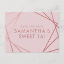 Search for sweet 16 save the date postcards Pink