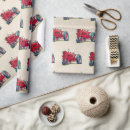 Search for farm tractor wrapping paper Red