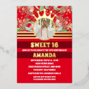 Search for red gold sweet 16 invitations Crown