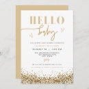 Search for glam baby shower invitations Gold glitter