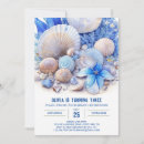 Search for seashell birthday invitations Blue