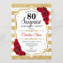 Search for red white birthday invitations Surprise birthday party