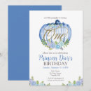 Search for pumpkin 1st birthday invitations Blue