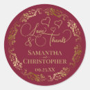 Search for burgundy and gold wedding stickers Love and thanks