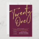 Search for burgundy 21st birthday invitations Typography