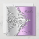 Search for purple white birthday invitations Lilac