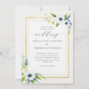 Search for blue flower border wedding invitations Watercolor