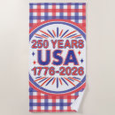 Search for red white blue beach towels Usa 250th anniversary