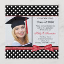 Search for red black white graduation invitations Polka dot