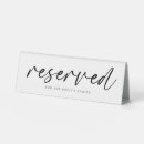 Search for reserved tabletop signs Black and white