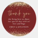Search for burgundy and gold wedding stickers Thank you