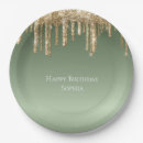 Search for green and gold paper plates Birthday