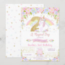 Search for unicorn 2nd birthday invitations Floral