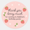 Search for strawberry thank you stickers Berry first birthday