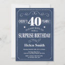 Search for surprise 40th birthday invitations Blue