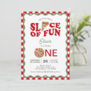 Search for pizza 1st birthday invitations Red