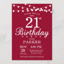 Search for burgundy 21st birthday invitations String lights