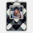 Search for buffalo plaid ornaments Black and white