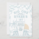 Search for the big one surf 1st birthday invitations Surfing party
