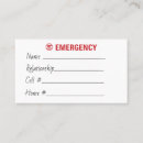 Search for emergency contact business cards Allergy