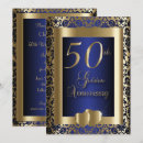 Search for blue gold 50th wedding anniversary invitations Floral