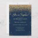 Search for blue gold retirement invitations Elegant