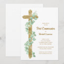 Search for catholic first communion invitations Gold cross