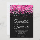 Search for pink black sweet 16 invitations Modern