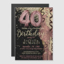 Search for rose gold 40th birthday invitations Black and gold