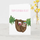 Search for funny sloth birthday cards Pink