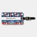 Search for identification luggage tags Red white blue