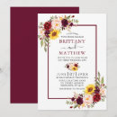 Search for red sunflower wedding invitations Watercolor burgundy floral