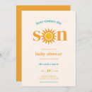 Search for here comes the son baby shower invitations Blue yellow