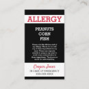 Search for allergy business cards Restaurant