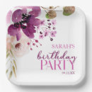 Search for violet floral plates Birthday party