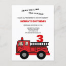 Search for fire truck birthday invitations Red