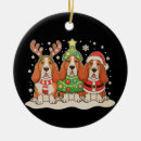 Search for basset hound ornaments Santa