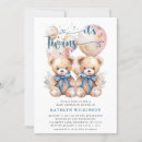 Search for teddy bear twin shower invitations Blue