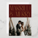 Search for married and merry holiday wedding announcement cards Modern typography