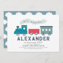 Search for all aboard the train birthday invitations Blue