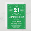 Search for green 21st birthday invitations Green and white