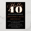 Search for black rose gold 40th birthday invitations Simple
