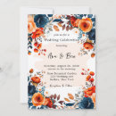 Search for navy blue orange wedding invitations Watercolor