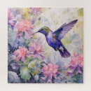 Search for hummingbird puzzles watercolor