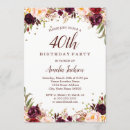 Search for elegant 40th birthday invitations Burgundy