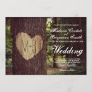 Search for carved heart tree wedding invitations Initials