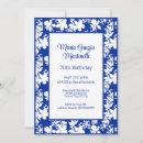 Search for modern floral 70th birthday invitations Blue