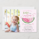 Search for watermelon photo 1st birthday invitations pink